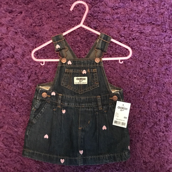 Oshkosh overall with pink hearts - Picture 1 of 3